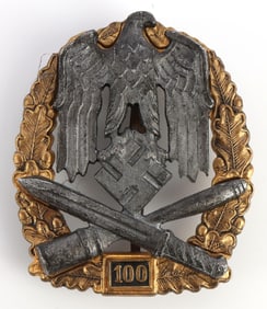 WWII GERMAN 100 ENGAGEMENT GENERAL ASSAULT BADGE