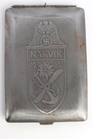 WWII GERMAN 1940 NARVIK SHIELD CIGARETTE CASE