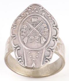 WWII GERMAN MARKSMAN SHIP RING IN SILVER