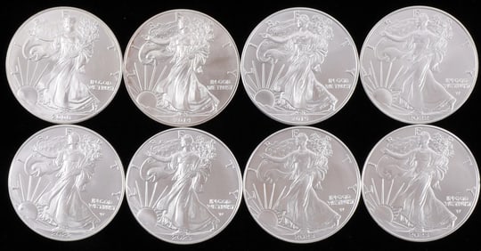 8 MIX DATE 1 OZT OUNCE SILVER AMERICAN COINS