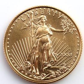 2008 GOLD 1/10 OZT OUINCE AMERICAN EAGLE BU COIN