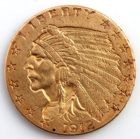 1912 $2.50 INDIAN HEAD GOLD COIN