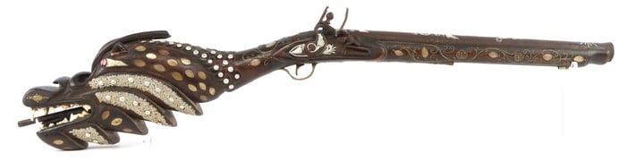 ISLAMIC SERPENT HEAD FLINTLOCK BLUNDERBUSS