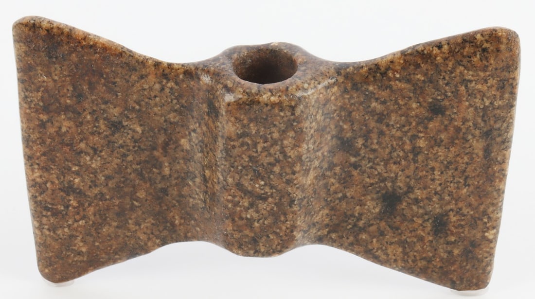 NATIVE AMERICAN BANNERSTONE MICHIGAN COLLECTION: With other artifacts tagged Kent County, Michigan, 4 X 3 inches. No damage and free of repairs.
