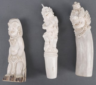 3 ANIMAL BONE PRECARVED HANDLE FOR KNIFE LOT