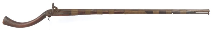 AFGHAN PERCUSSION JEZAIL MUSKET WITH 9 BRASS BANDS