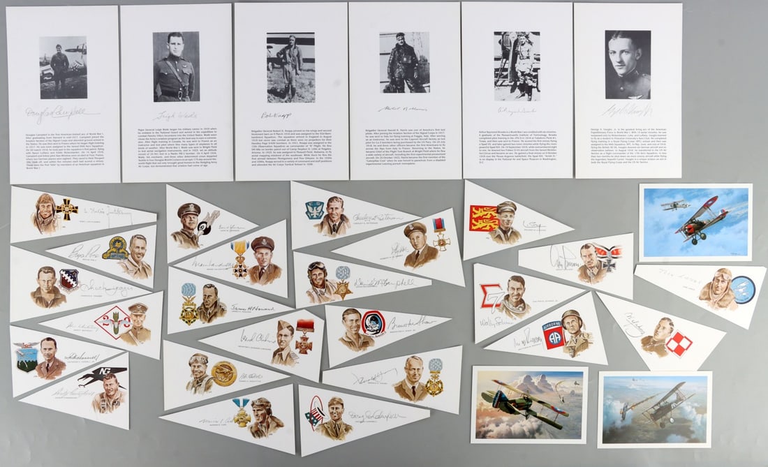 LOT 30 AIR FORCE PILOT AUTOGRAPHS AMERICAN GERMAN: Lot of THIRTY (30) autographs. All are American, but one German. Live signatures in pencil. This lot has a reserve.