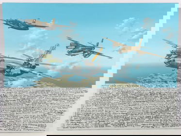 RAY WADDEY B26 MARAUDER CANVAS SIGNED BY VETERANS