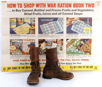 WWII HOW TO SHOP W WAR RATION BOOK POSTER & BOOTS