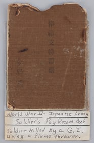 WWII PAY BOOK OF JAPANESE FLAMETHROWER CASUALTY