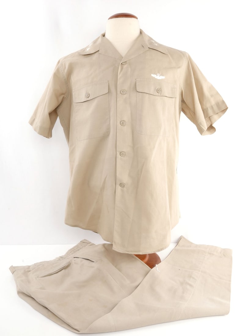 MAJOR GENERAL JOHN H. BUCKNER CLASS C UNIFORM: West Point class of 1943. Flew 122 combat missions. Served WWII, Korea, and Vietnam. Shirt: size 16. Trousers: small size. Very good, original condition.