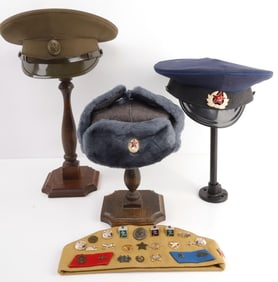LOT OF 4 USSR ASSORTED OFFICER CAP HAT