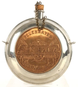 MONTEZUMA RYE WHISKEY ADVERTISING CANTEEN FLASK
