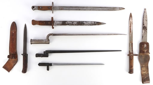 7 SWORD KNIFE & SOCKET BAYONETS WWI WWII COLD WAR