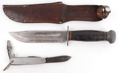 WWII PAL RH 36 COMBAT KNIFE & USMC POCKET KNIFE