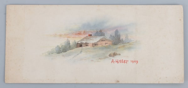 ADOLF HITLER 1909 WATERCOLOR PAINTING OF HOUSE