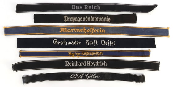 LOT OF 7 WWII GERMAN CLOTH CUFF TITLES