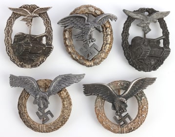 LOT 5 WWII GERMAN LUFTWAFFE PILOT & PANZER BADGES