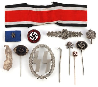 LOT OF 8 WWII GERMAN THIRD REICH PINS AND MORE