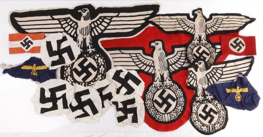 WWII GERMAN LOT OF CUT FLAG PATTERNS BRING BACK