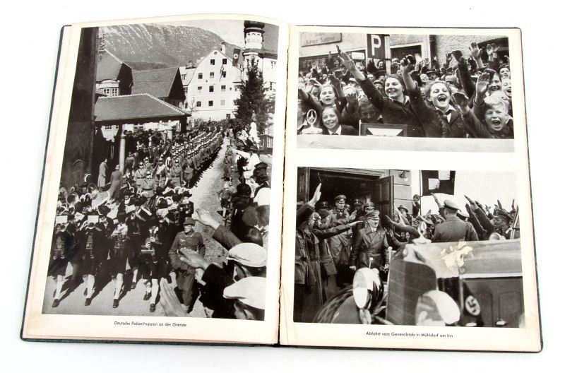 HEINRICH HOFFMANN HITLER IN SEINER HEIMAT: This is the blue hardcover book. Foreword by Reichspressechef Dr. Otto Dietrich. Issued by Heinrich Hoffmann. By Zeitgeschichte-Verlag, Berlin W35. Printed in Germany. Printed in 1938. Picture Book. G