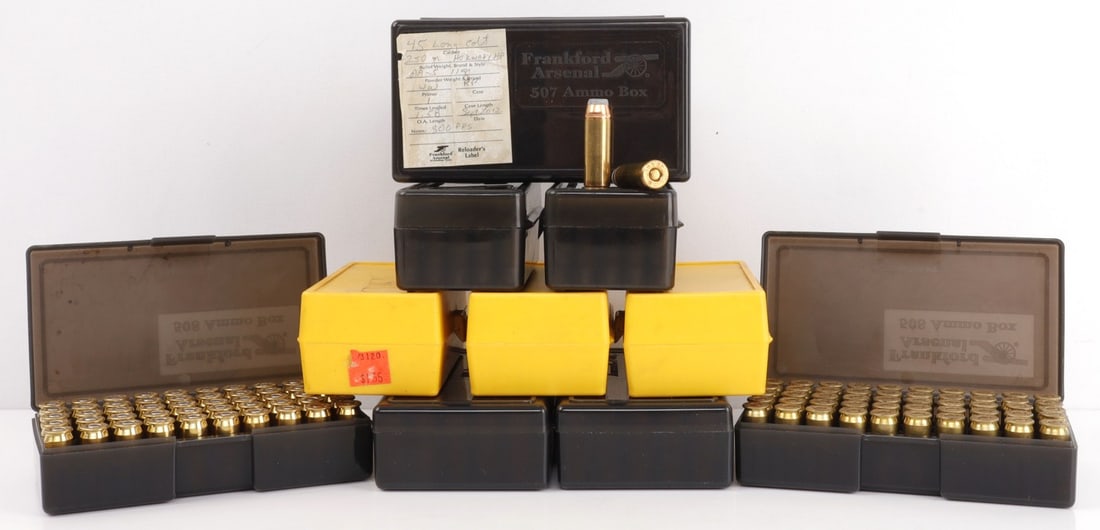 500 ROUNDS RELOAD PISTOL 9MM 38 SPCL 45 AMMO LOT: Assorted lot. 500 rounds of reloaded ammunition. 100 rounds 9mm, 150 rounds .38 Special, 50 rounds 45 Colt, 200 rounds 45 Auto ammunition. No international shipping. Know your state laws prior to bidd