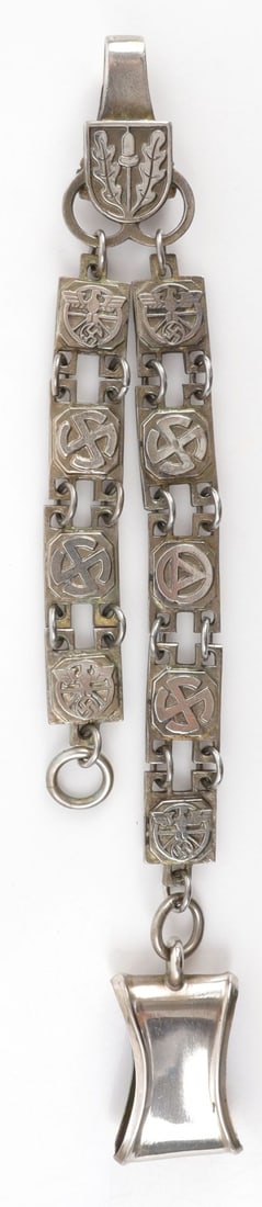 WWII GERMAN THIRD REICH HANGER FOR NSKK DAGGER: Hanger for an NSKK dagger. Links on chain are single-sided. 13.5 inch total length. Unauthenticated, sold "as is."