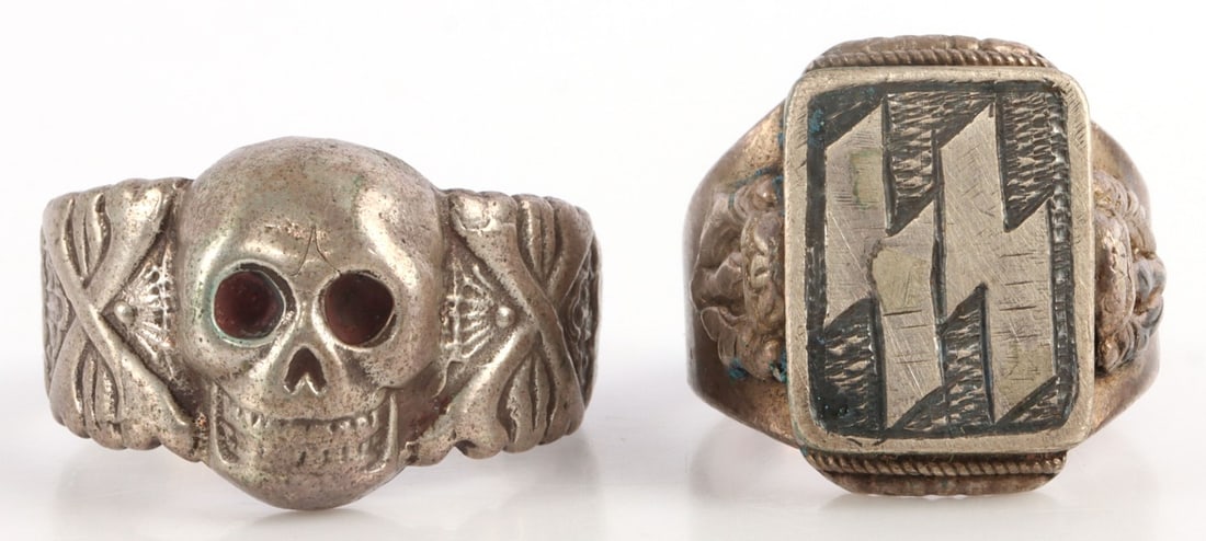 WWII GERMAN THIRD REICH SS SILVER RINGS: SS ring marked 925. Sizes are 8 and 11.