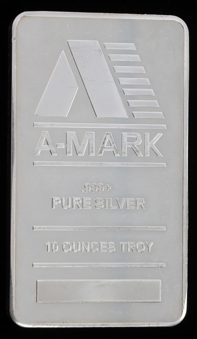 A MARK .999 FINE SILVER 10 OZT OUNCE BAR INGOT: Electronically tested. Refinery bar. This lot has a reserve.