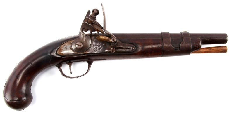 US MODEL 1816 FLINTLOCK PISTOL SIMEON NORTH: US Model 1816 flintlock pistol. Gun was manufactured by Simeon North of Middletown, CT, known for some of the first milling machines in the US. Marked "US, with eagle, and "S. NORTH, MIDLN CON" on loc
