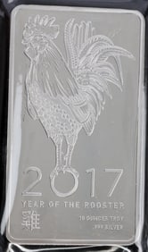 2027 ROOSTER YEAR 10 OZT OUNCE 999 FINE SILVER BAR