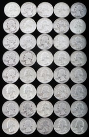90% SILVER WASHINGTON QUARTER DOLLAR LOT $10 FACE