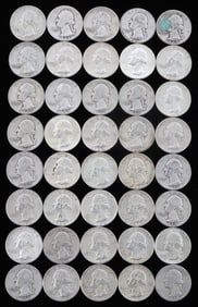 90% SILVER WASHINGTON QUARTER DOLLAR LOT $10 FACE