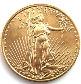 2010 GOLD 1/10 OZT OUNCE AMERICAN EAGLE BU COIN