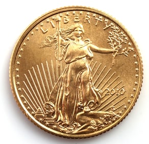 2010 GOLD 1/10 OZT OUNCE AMERICAN EAGLE BU COIN
