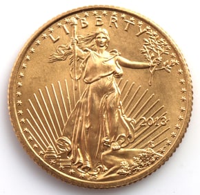 2013 GOLD 1/10 OZT OUNCE AMERICAN EAGLE BU COIN