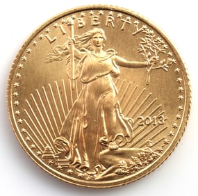2013 GOLD 1/10 OZT OUNCE AMERICAN EAGLE BU COIN