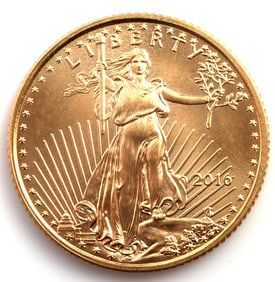 2016 GOLD 1/10 OZT OUNCE AMERICAN EAGLE BU COIN