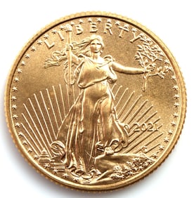 2021 GOLD 1/10 OZT OUNCE AMERICAN EAGLE BU COIN