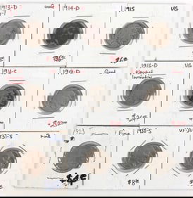 9 BETTER DATE BUFFALO NICKEL LOT 1913 D 1914 D 16D