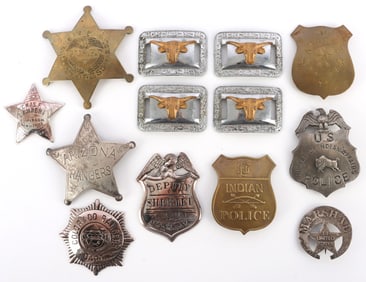 LOT OF 13 OLD WEST RANGER & SHERIFF BADGES