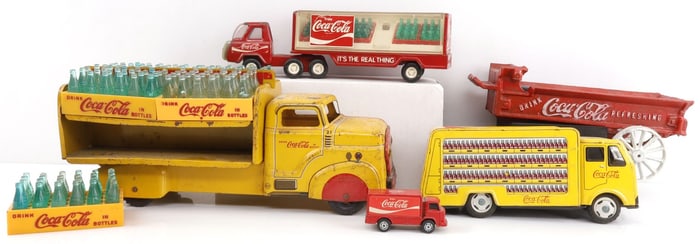 LOT OF 5 VINTAGE COCA COLA TRUCK AND BUGGIE