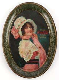 COCA COLA BETTY OVAL TIN SERVING TRAY MINIATURE