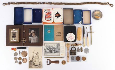 3 POUND BAG OF SMALL ANTIQUES && VINTAGE ITEMS