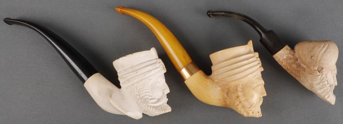 LOT OF 3 MEERSCHAUM PIPES SULTAN HEADS