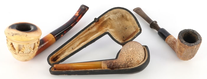LOT OF 3 CARVED MEERSCHAUM BOWL PIPES