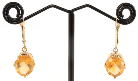 14K YELLOW GOLD 3.24 CT CITRINE EARRINGS
