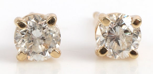 .4 CTW DIAMOND STUD 14K YELLOW GOLD EARRINGS