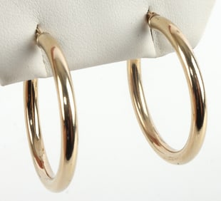 10K YELLOW GOLD LARGE HOOP EARRINGS