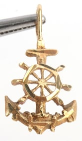 14KT YELLOW GOLD ANCHOR PENDANT